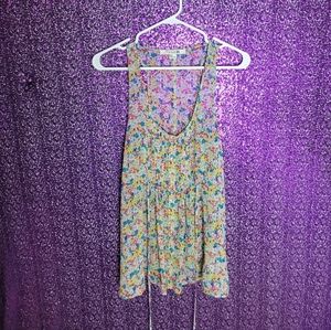 Floral loose fighting sheer racer bank tank top just adjustable waist